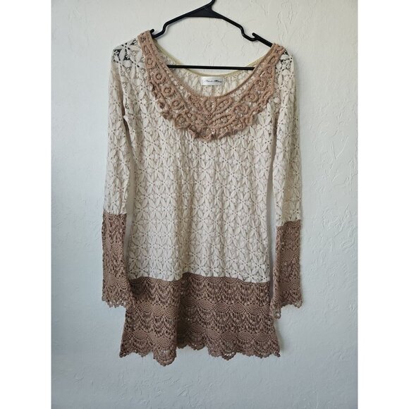 Nicole Marie Dresses & Skirts - Y2k Nicole Marie Crochet Lace Mini Dress SZ Small Boho Coastal Cowgirl Beachy